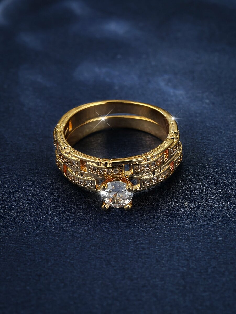 Shein - 2Pcs Rhinestone Decor Ring