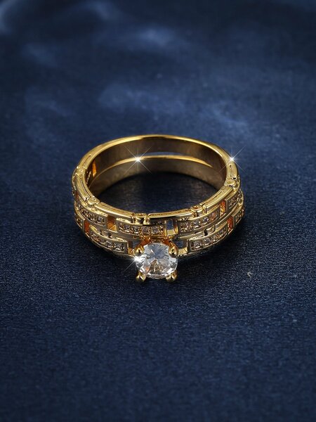 Shein - 2Pcs Rhinestone Decor Ring