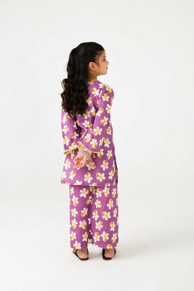 Purple Printed Casual Kurta Set - 2pc