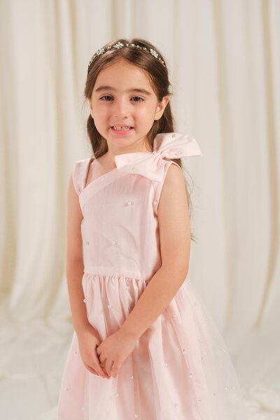 Sprinkles Girls RTW Embossed Net 1 Piece Suit Peach Radiance Festive Collection