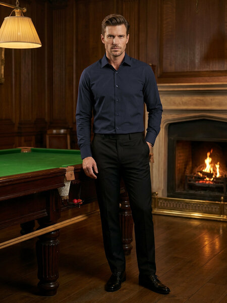 Navy Blue Plain, Cutaway Collar, Poplin Formal Shirt (FS-3052)