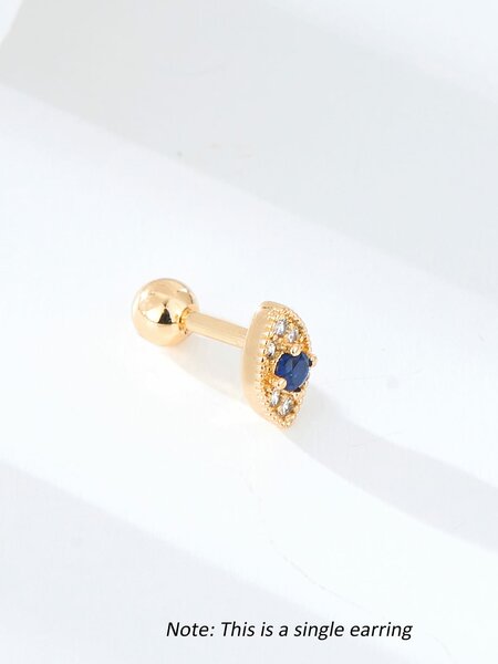 Shein - 1pc Cubic Zirconia Decor Stud Earring