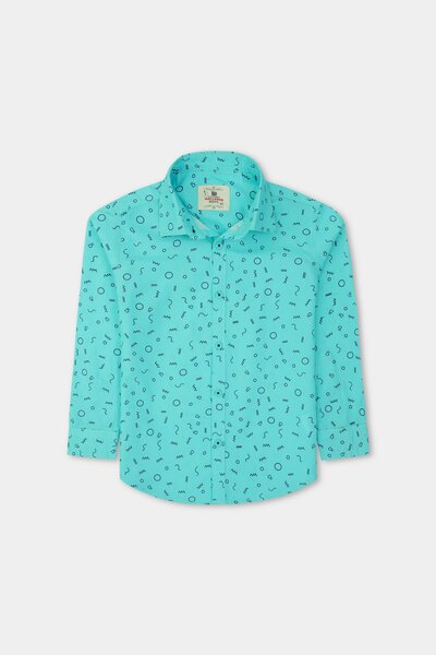 Sky Geometric Print Casual Shirt