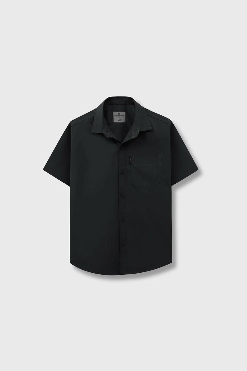 Deep Black Classic Boys’ Cotton Shirt