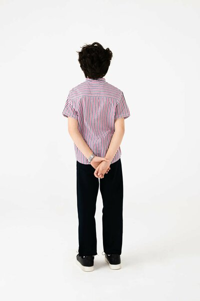 Bold Stripe Button-Up Cotton Shirt