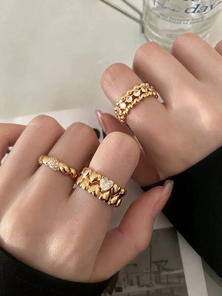 Shein - 3Pcs Luxury French Style Rings Set