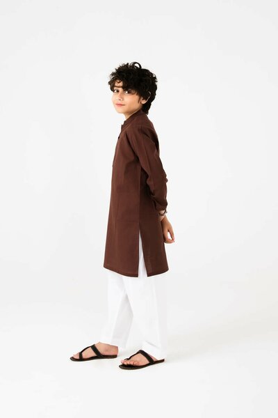 Boys Classic Brown Cotton Kurta