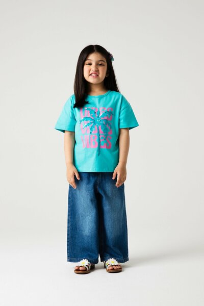 Girls Relaxed Turquoise Jersey Tee