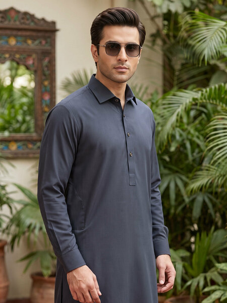 Dark Grey Designer Shalwar Kameez (SK-752)