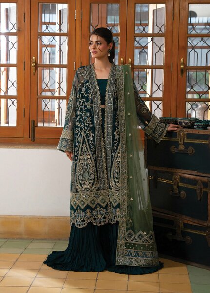 Pehli Nazar by Ayzel Unstitched Embroidered Organza 3 Piece Suit AAF26UPN Mayal AYZ-0163 - Wedding Collection