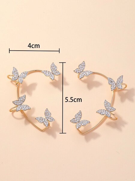 Shein - 2pcs Rhinestone Butterfly Decor Ear Wrap
