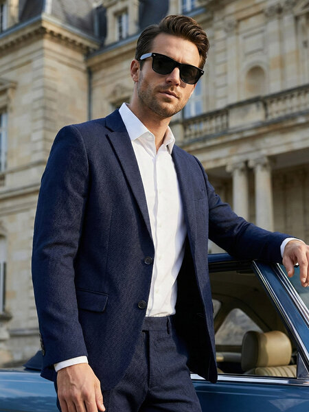 Navy Self Imported Two Piece Suit (SF-154)