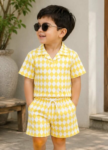 BabyCo Kids RTW Printed Cotton Co-Ord Sets Suit Lemon Sorbet Unisex - Casual Collection
