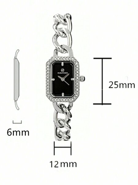 Shein - 1pc Women's Elegant Stainless Steel Bracelet Watch