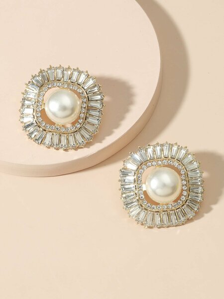 Shein - Rhinestone Decor Earrings