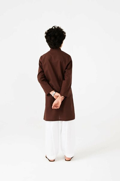 Boys Classic Brown Cotton Kurta