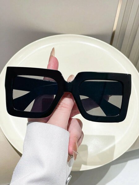 Shein - 1 Pair Unisex Black Oversized Y2K Style Fashion Glasses