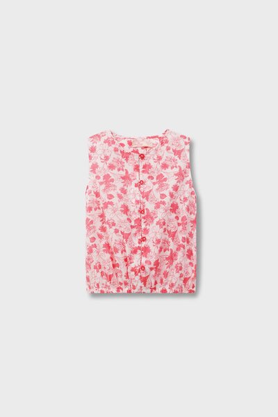 Red Floral Cotton Top