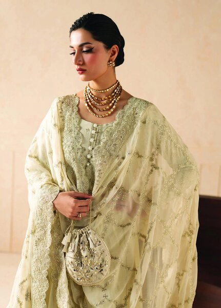 Syleena by Gulaal Unstitched Embroidered Raw Silk 3 Piece Suit GL26USR Miraas SD-28 - Festive Collection