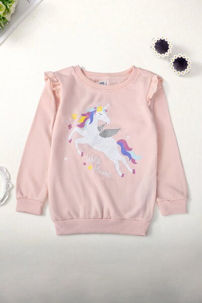 Kiki & Koko Girl's Unicorn Printed Fleece Sweat Shirt