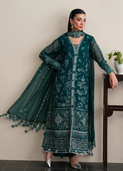 Xenia Formals Unstitched Embroidered Chiffon 3 Piece Suit D-02 Azari - Festive Collection