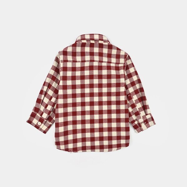 Infant Boys Flannel Shirt (Double Pkt Flap) - Red