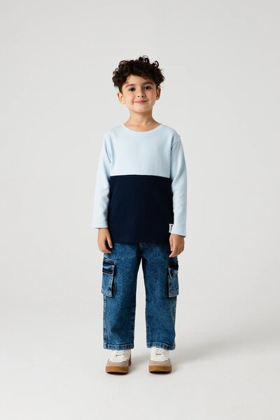 Boys Aqua Block Drop Tee