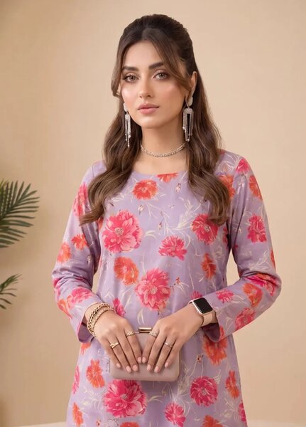 2PC Unstitched Printed Lawn Suit ( SUNS82AG2045)