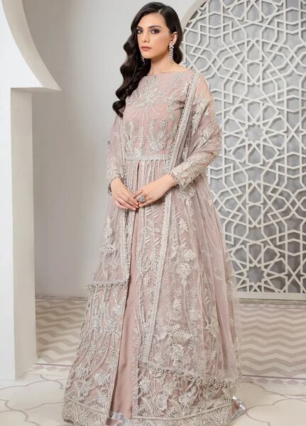Pareesia by Zarif Embroidered  Suits Unstitched 3 Piece ZR25UF ZP 01 ROSE GOLD - Luxury Collection