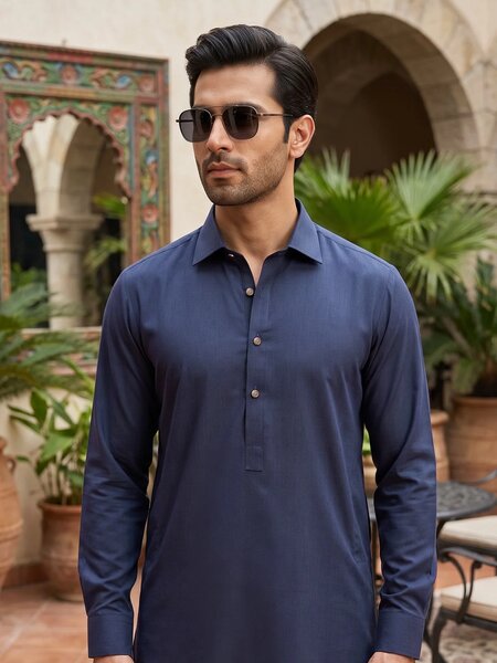 Navy Designer Shalwar Kameez (SK-750)