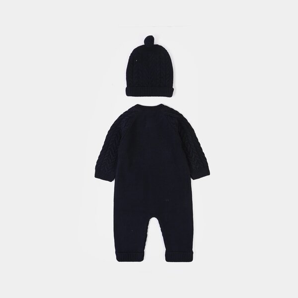 Infant Boys Acrylic Romper - Cabling - Navy