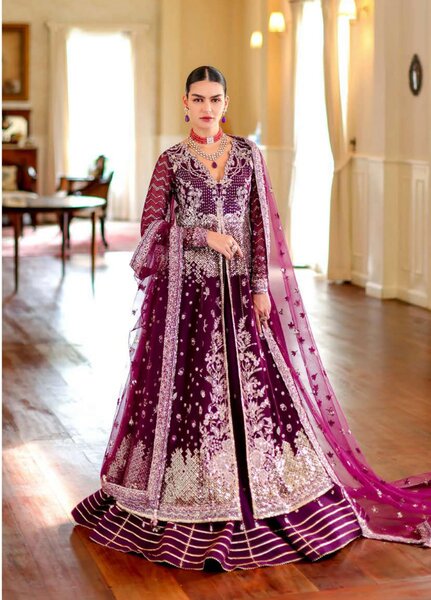Whispers of Grace by Roheenaz Unstitched Embroidered Chiffon 3 Piece Suit RN26UWG Selen RUNCH260204 - Wedding Collection