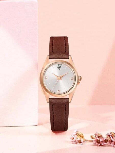 Shein - Quartz Watch With Rhinestone Detailing
