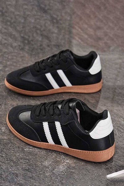 Women's Contrast Striped Lace Up Sneakers