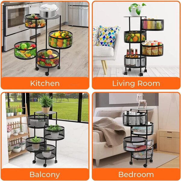 Home.Co- Round Kitchen Storage Trolly 5 Layer