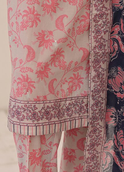 Identic by HZ Textiles Unstitched Embroidered Cotton 3 Piece Suit HZ26UCI PDW 3329-E - Casual Collection