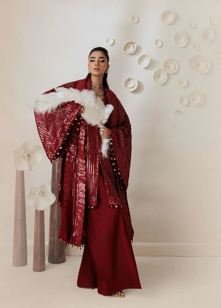 Aik Shaam by AIK Atelier Unstitched Chiffon Embroidered 3 Piece Suit AIK26US D-08 - Wedding Collection