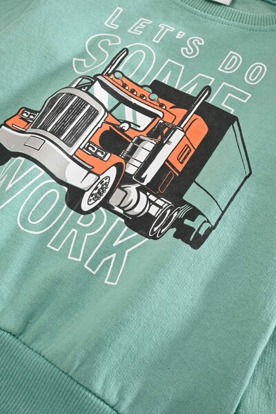 Kiki & Koko Boy's Let's Do Some Work Printed Fleece Sweat Shirt