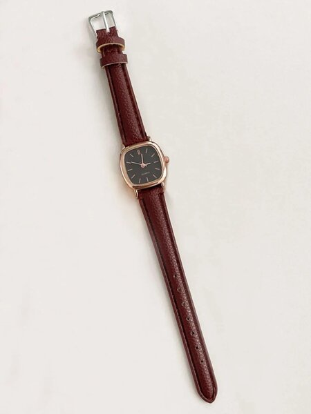 Shein - 1pc Women's Classic Minimalist Square Dial Steel Band Quartz Wrist Watch, Stylish & Elegant
