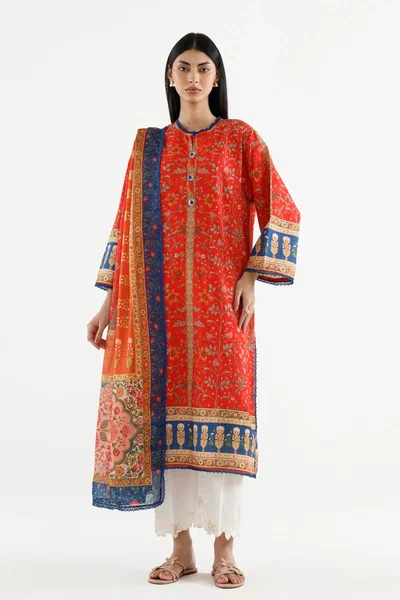 Stitched Printed Shimmer Khaddar Shirt+ Dupatta