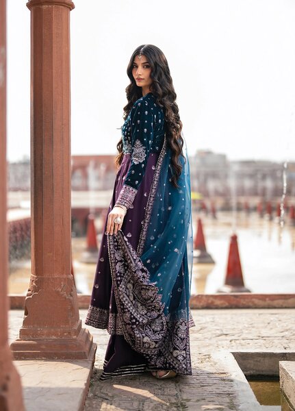 Mor by Xenia Formals Unstitched Embroidered Rawsilk 3 Piece Suit XE26UMV 08 UJEF - Festive Collection