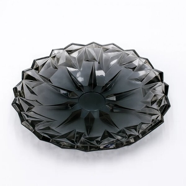 337 mm Premium Coloured Serving Plate – Crystal-Cut Design in Gold & Silver for Cakes, Snacks & Décor (1 Pc)