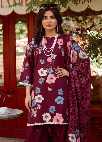 Coco by Al Zohaib RTW Printed Cambric 3 Piece Suit AZ26RCC D-01 - Casual Collection