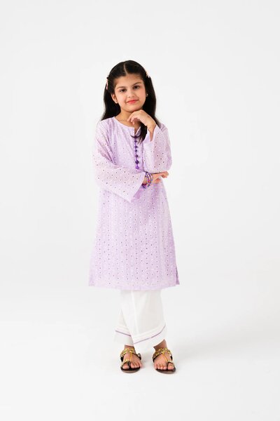 Girls Lilac Chikankari Kurta Shalwar