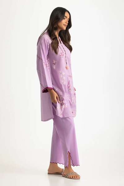 Cotton Viscose Slub Embroidered Co-Ord Set