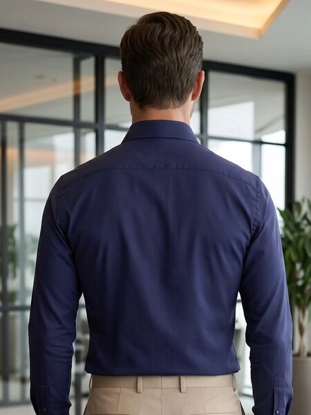 Navy Blue Plain, Cutaway Collar, Poplin Formal Shirt (FS-3022)