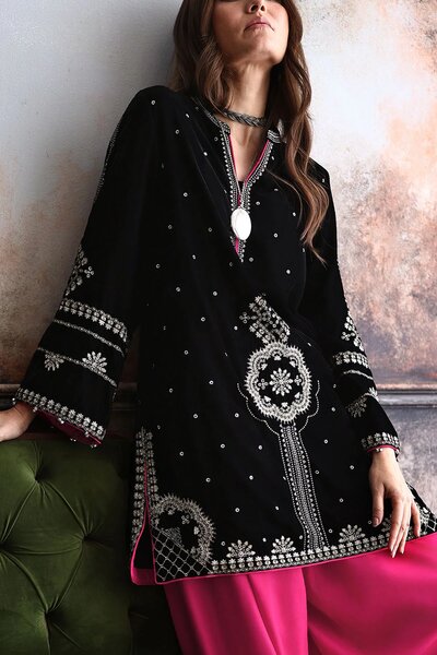 Velvet Embroidered Shirt And Trouser