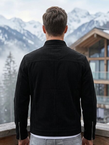 Black Imported Full Sleeves Suede Jacket (SJ-033)