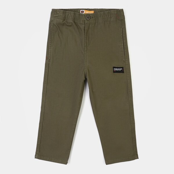 Boys Cotton Twill Pant Round Around-Olive Green