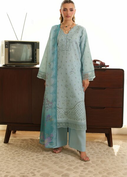 Sahl by Rashid Textiles Unstitched Embroidered Lawn Karandi 3 Piece Suit RT26USLK D-3913 - Casual Collection